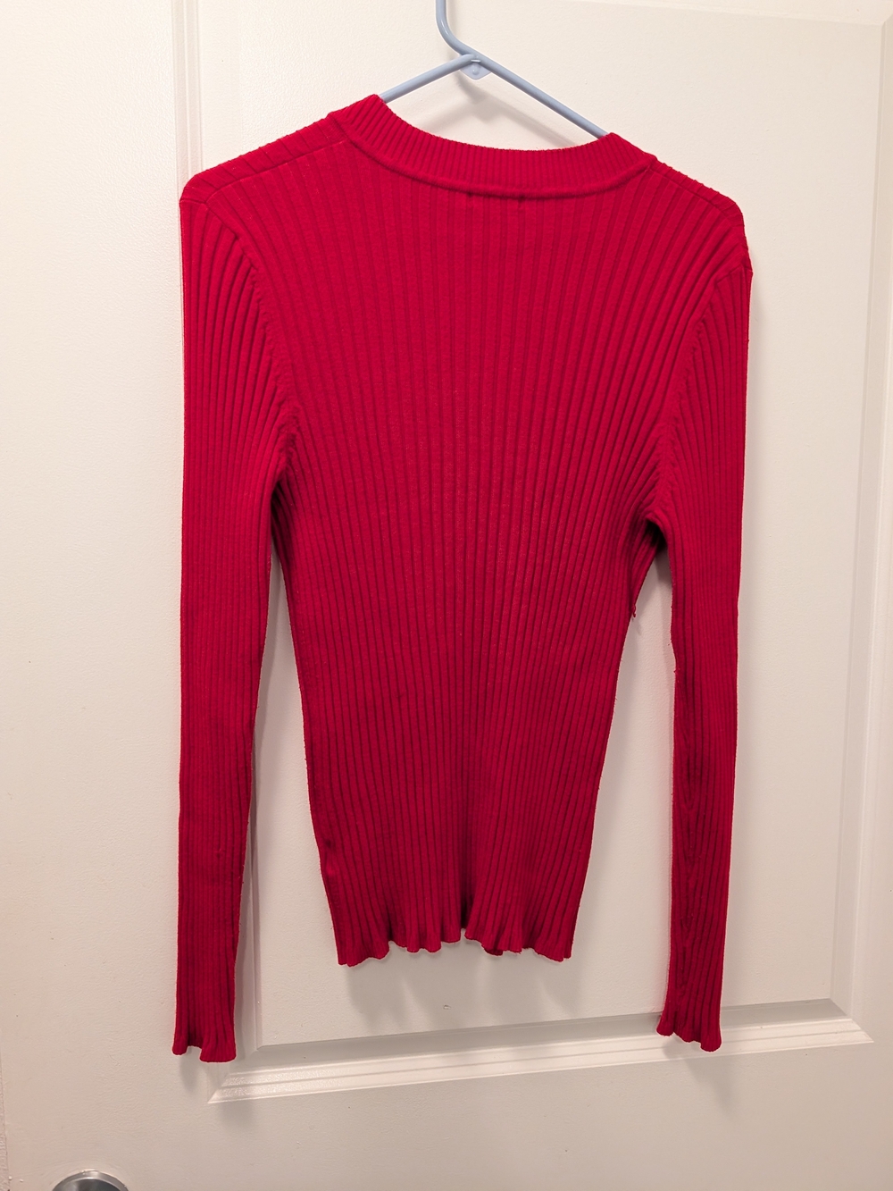 George Bright Red Ribbed Long-Sleeve Crewneck Top